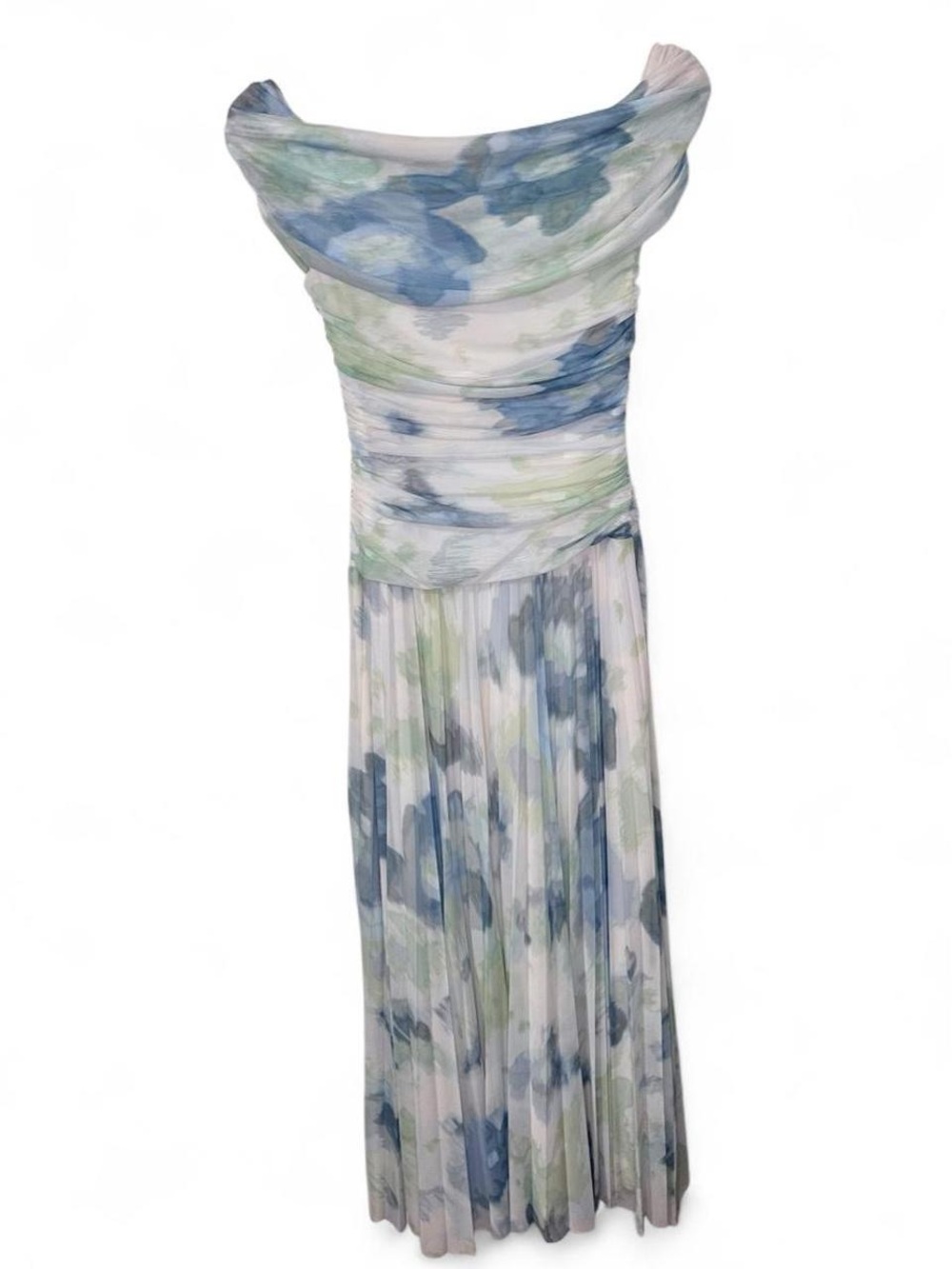 Abercrombie & Fitch ‘Giselle ‘ Drop-Waist Mesh Maxi Dress Blue Green